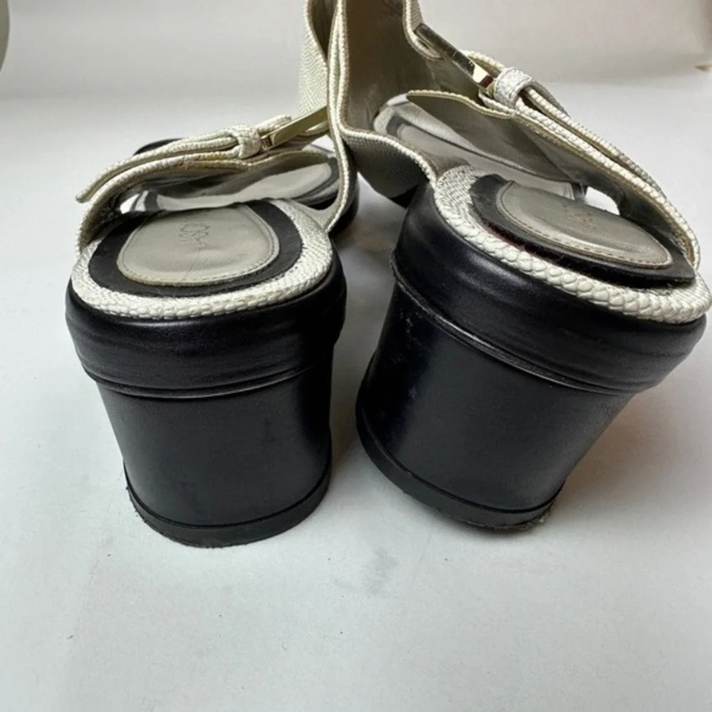 Jason Wu Bicolor White Black Buckled Double Band Heeled Sandals Sz 41 US‎ 10 KC